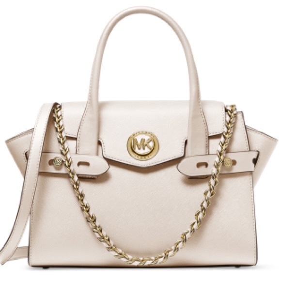 Michael Kors Carmen Small Flap Chain Belted Leather Satchel Bag Purse Li… - Picture 1 of 15